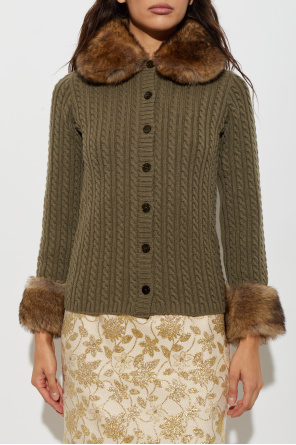 Saint Laurent Cashmere cardigan with fur trim