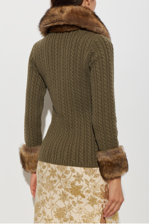 Saint Laurent Cashmere cardigan with fur trim