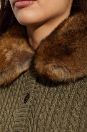 Saint Laurent Cashmere cardigan with fur trim
