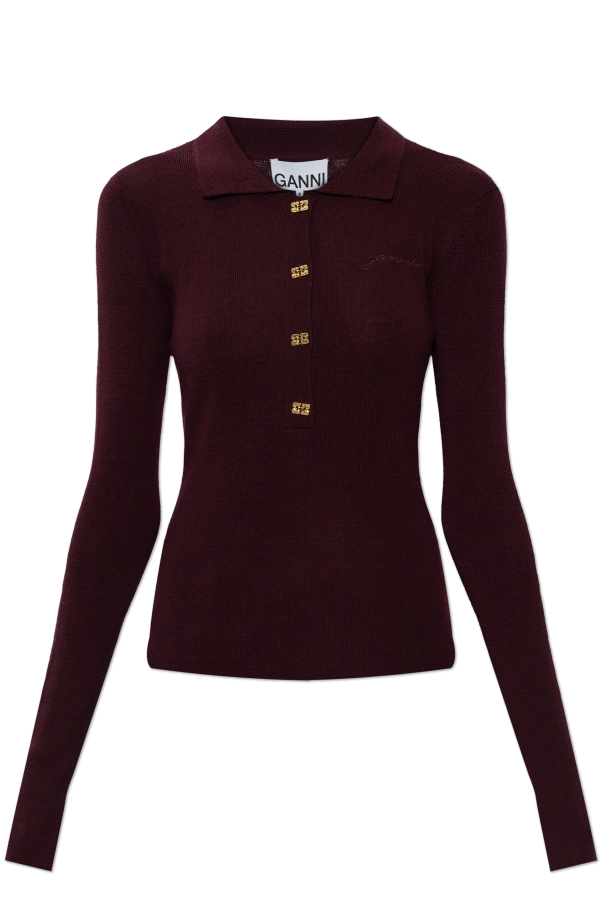 Top with embroidered logo od Ganni