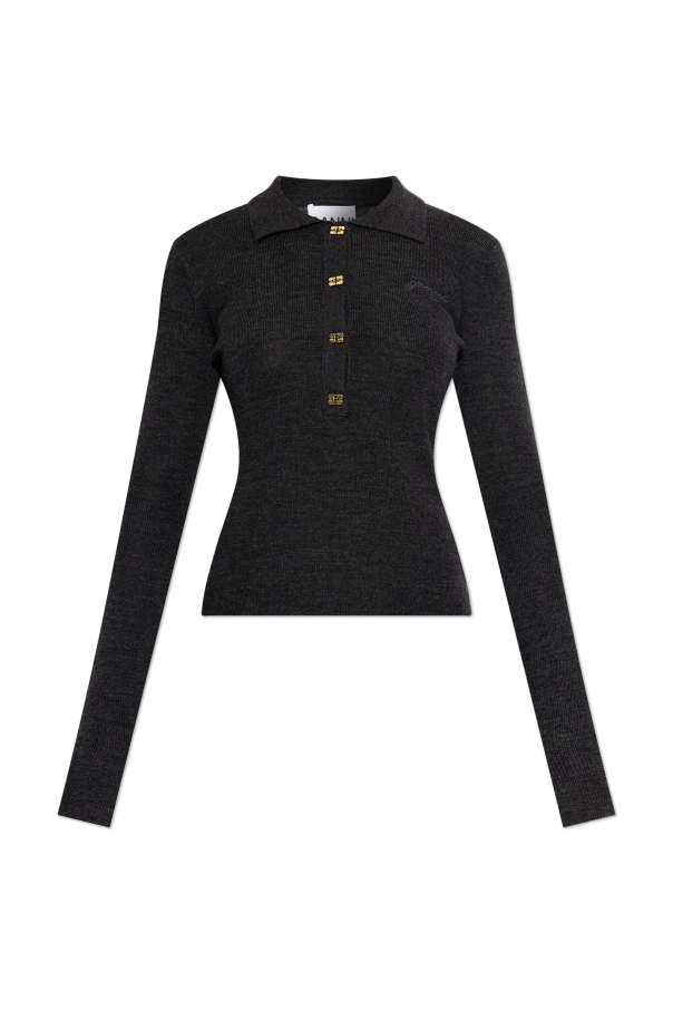Wool long-sleeve polo od Ganni