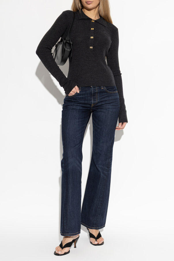 Ganni Wool long-sleeve polo