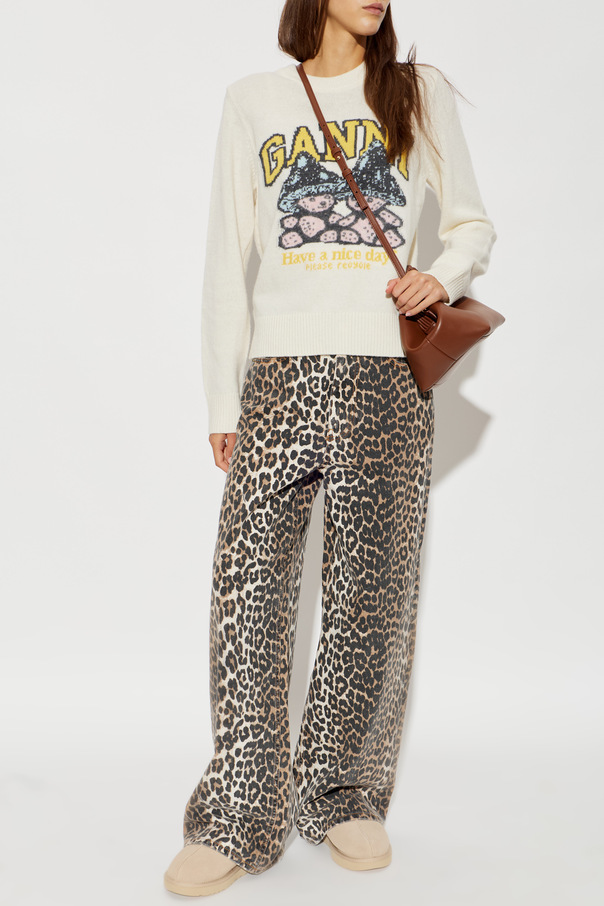 Ganni Sweater with a colorful pattern and logo