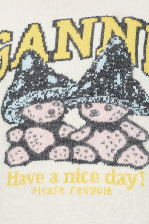 Ganni Sweater with a colorful pattern and logo