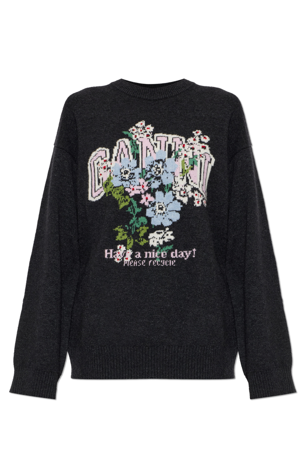 Sweater with colorful pattern and logo od Ganni