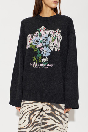 Ganni Sweater with colorful pattern and logo
