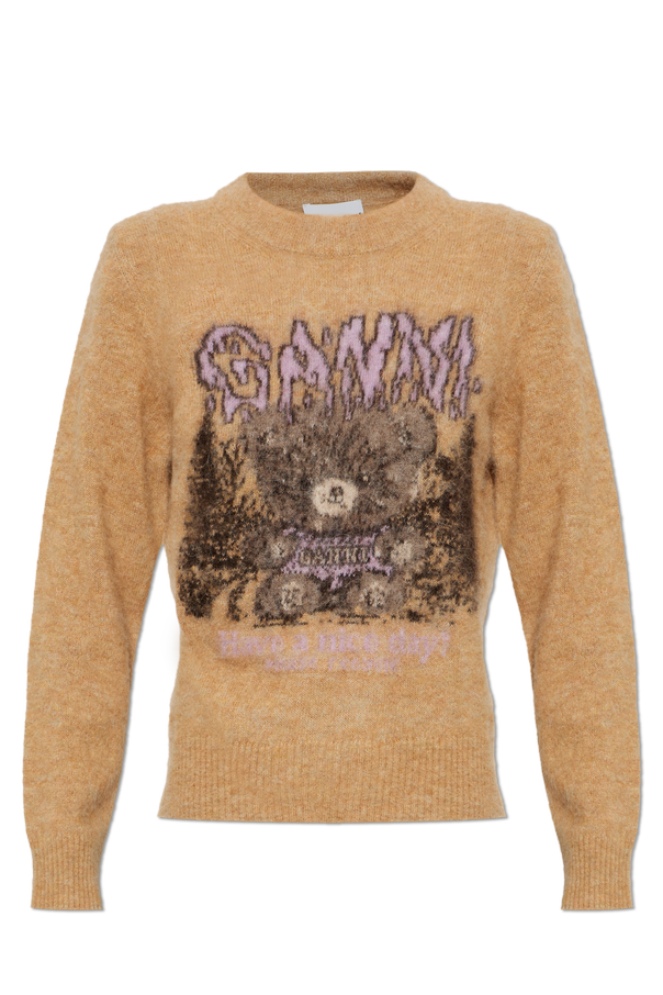 Sweater with a colorful pattern and logo od Ganni