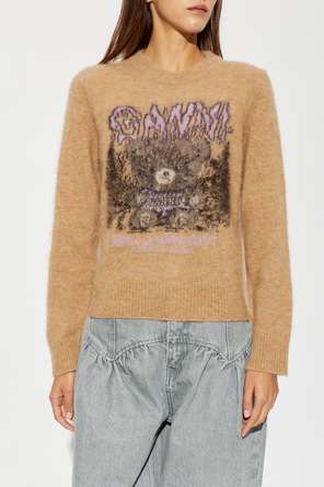 Ganni Sweater with a colorful pattern and logo