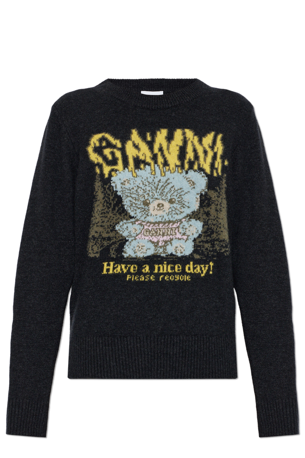 Sweater with colorful pattern and logo od Ganni