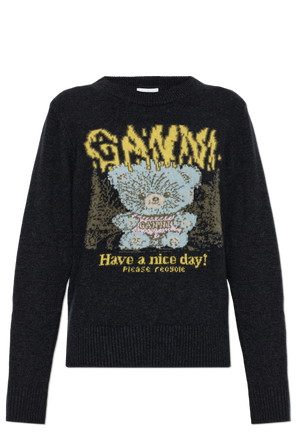 Sweater with colorful pattern and logo