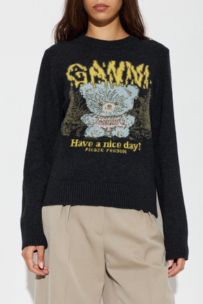 Ganni Sweater with colorful pattern and logo