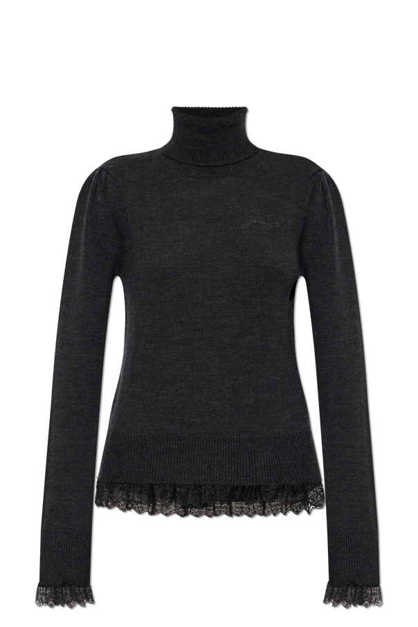 Wool turtleneck with lace trim od Ganni