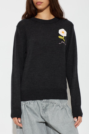 Ganni Wool sweater with embroidery