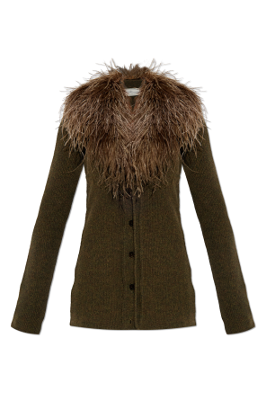 Cardigan with ostrich feathers