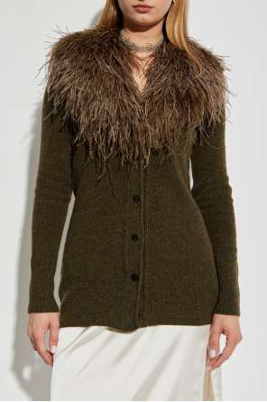Blumarine Cardigan with ostrich feathers