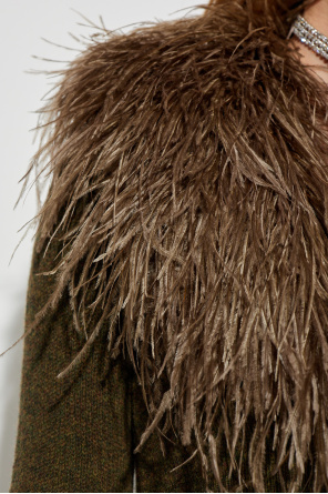 Blumarine Cardigan with ostrich feathers