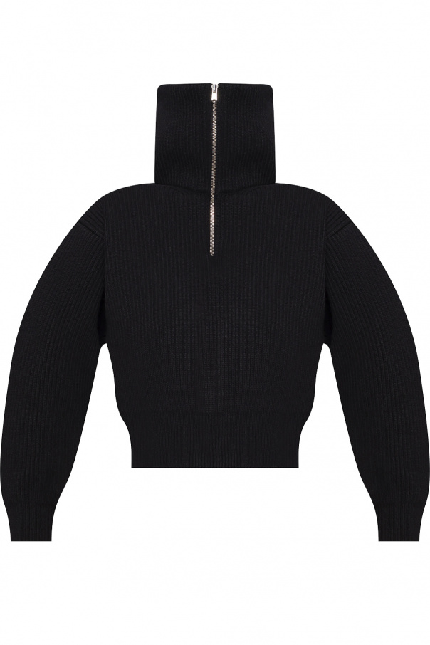 Alaïa Wool sweater bomber with high neck