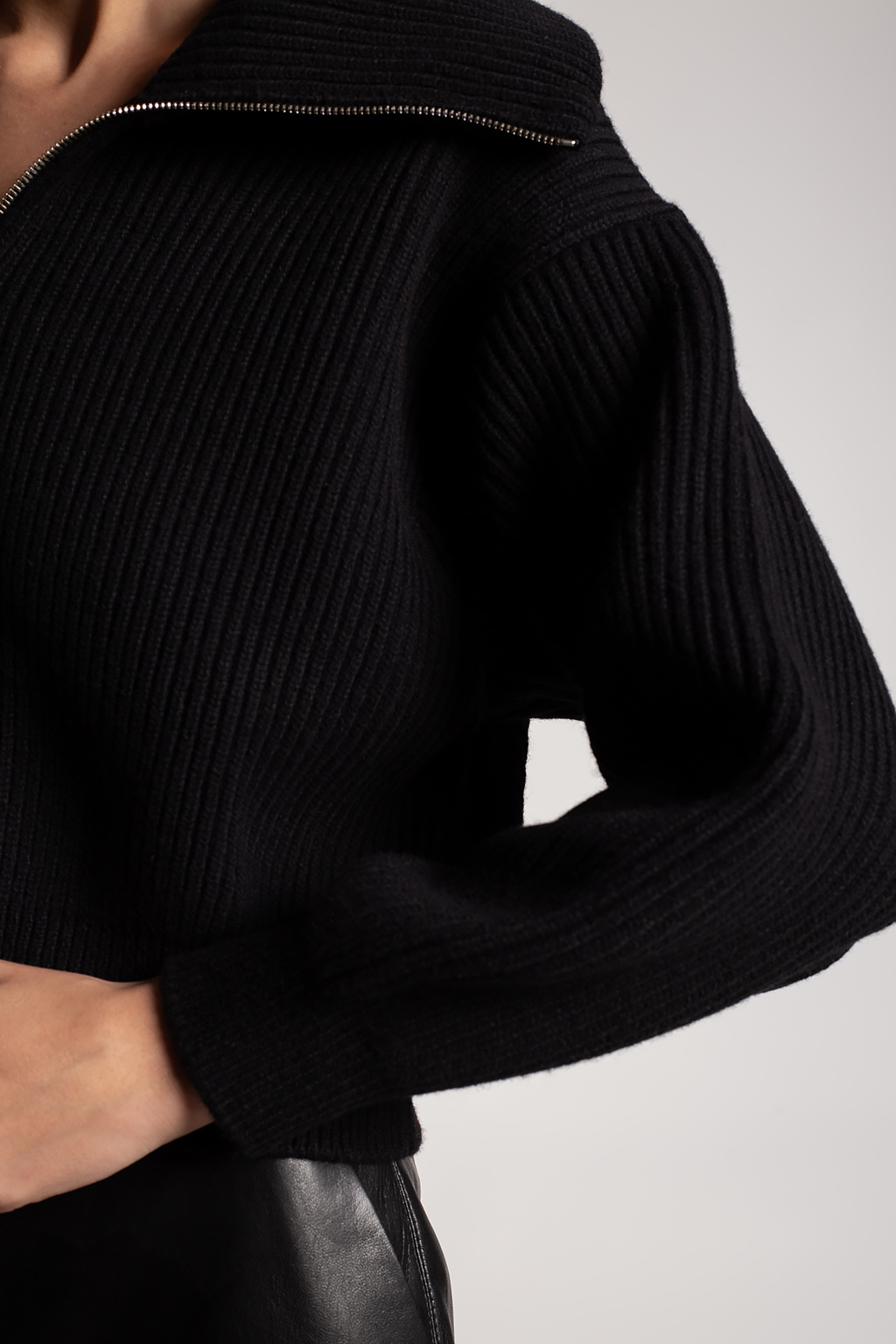 Alaïa Wool sweater bomber with high neck