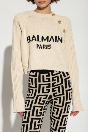 Balmain Cropped sweater with logo