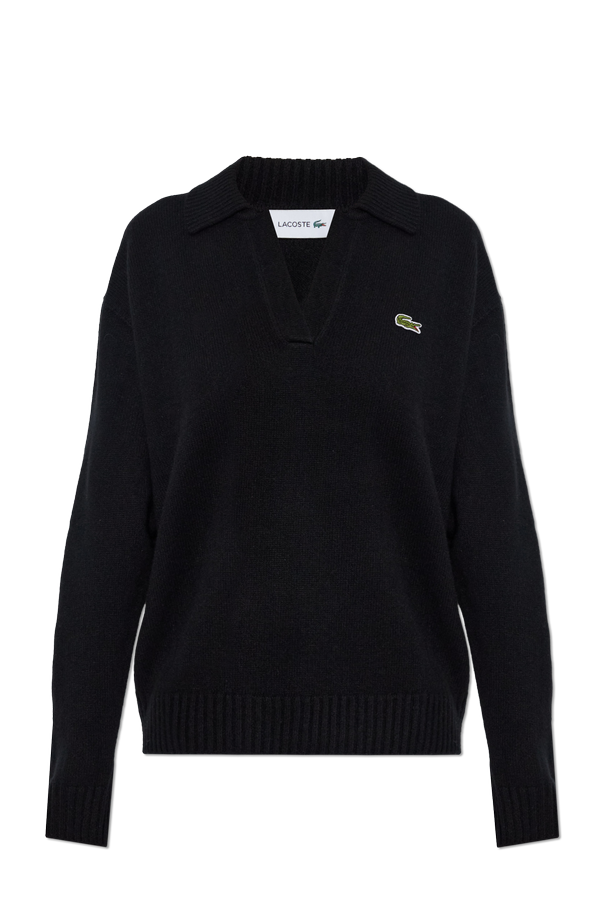 Cashmere sweater with logo patch od Lacoste