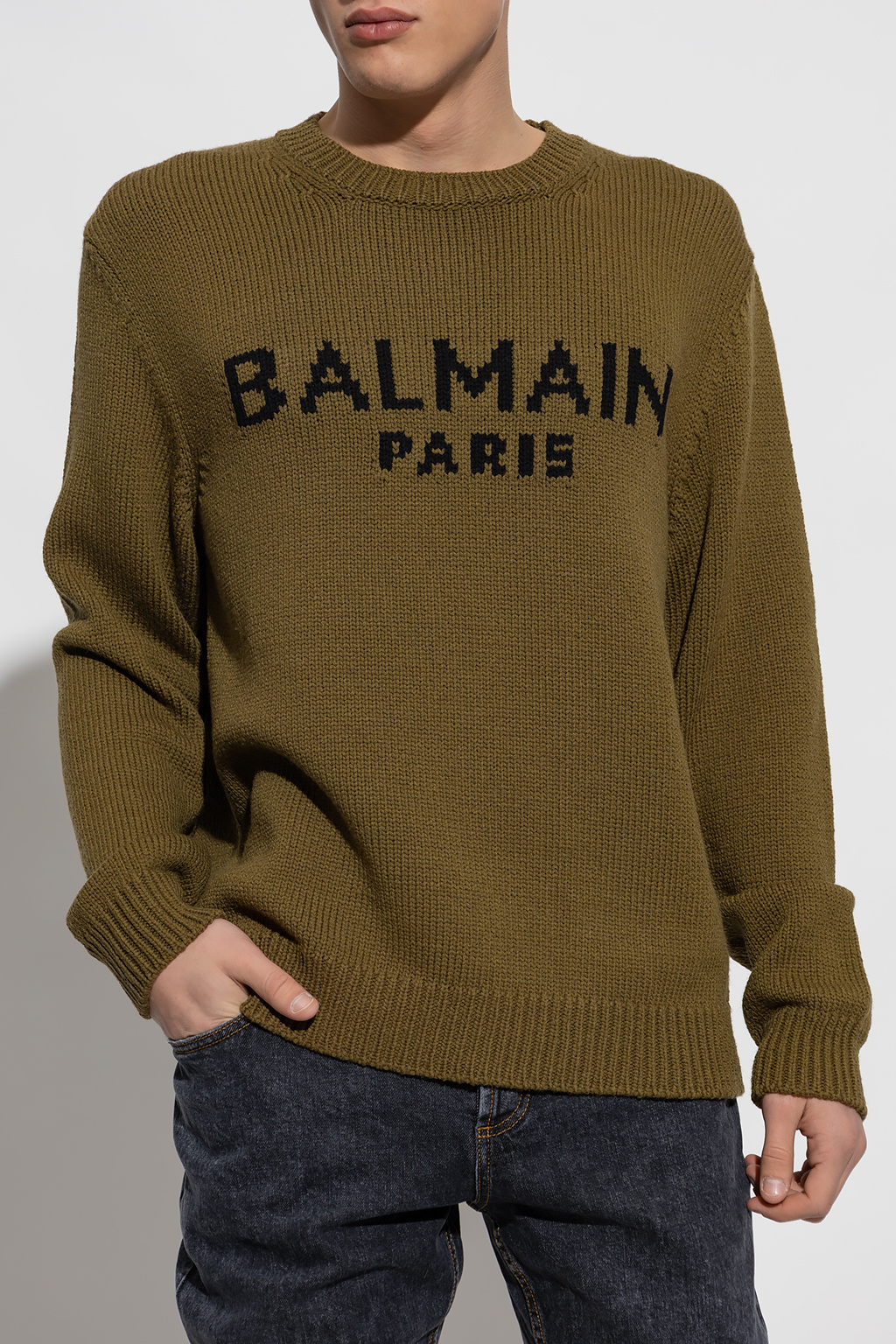 balmain ribbed-knee Wool sweater