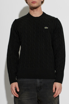 Lacoste Men's Black Wool Cable Knit Jumper by Lacoste