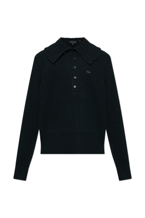 Wool sweater with wide collar