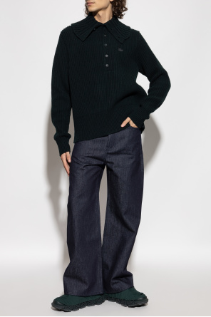 Wełniany sweter z szerokim kołnierzem od LACOSTE RUNWAY
