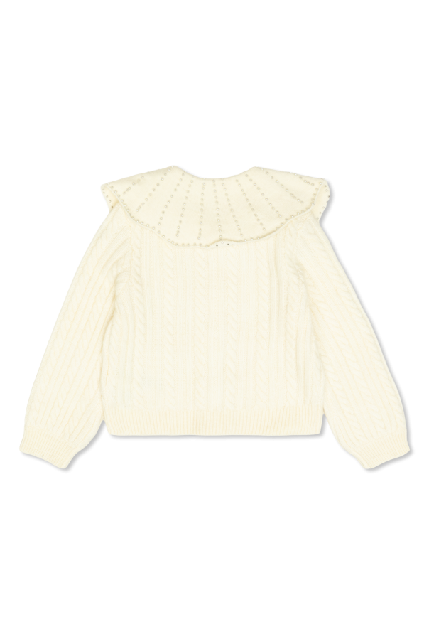 Self-Portrait Kids Cardigan with pearl appliqués