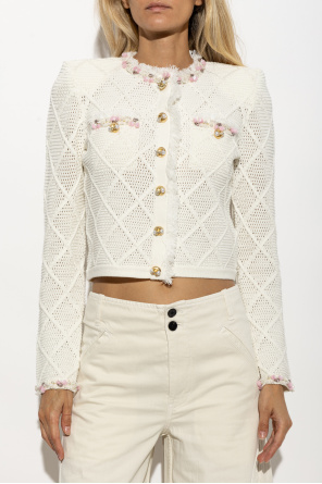 Self-Portrait Knit cardigan with fringes