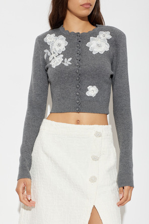 Self-Portrait Cardigan with floral motif