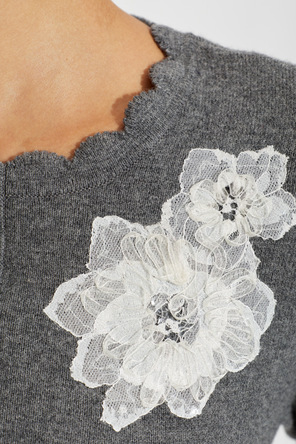 Self-Portrait Cardigan with floral motif