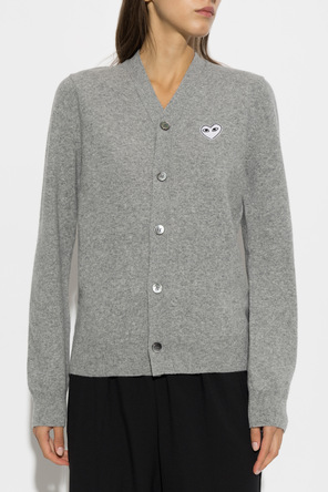 Comme des Garçons Play Wełniany kardigan z naszywką z logo