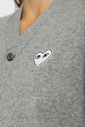 Comme des Garçons Play Wełniany kardigan z naszywką z logo