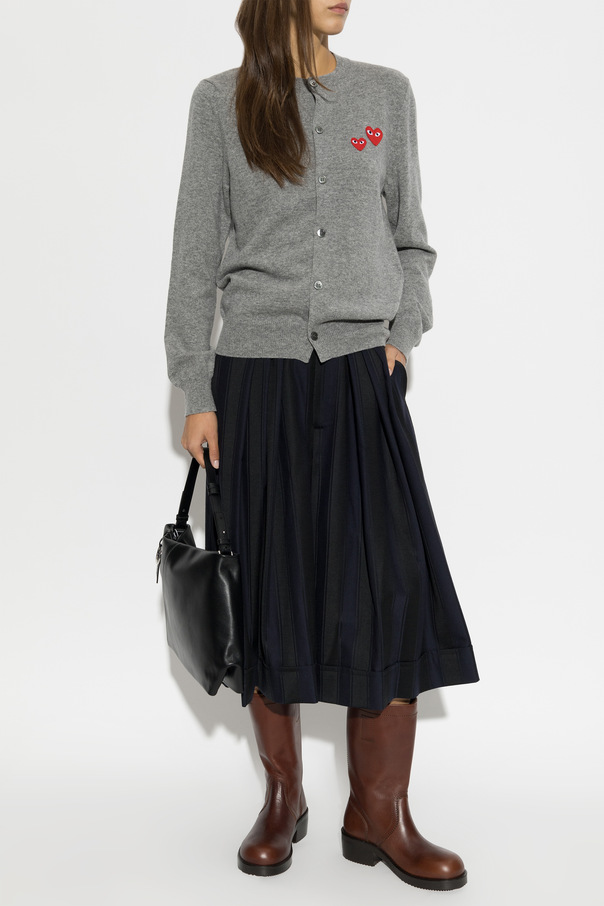 Comme des Garçons Play Wełniany kardigan z naszywką z logo