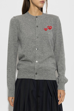 Comme des Garçons Play Wełniany kardigan z naszywką z logo