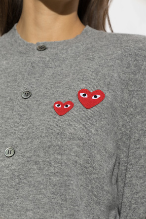 Comme des Garçons Play Wełniany kardigan z naszywką z logo
