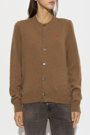 Comme des Garçons Play Wełniany kardigan z naszywką z logo