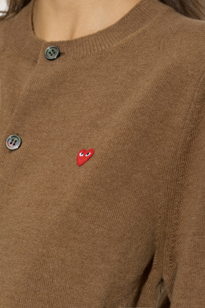 Comme des Garçons Play Wełniany kardigan z naszywką z logo