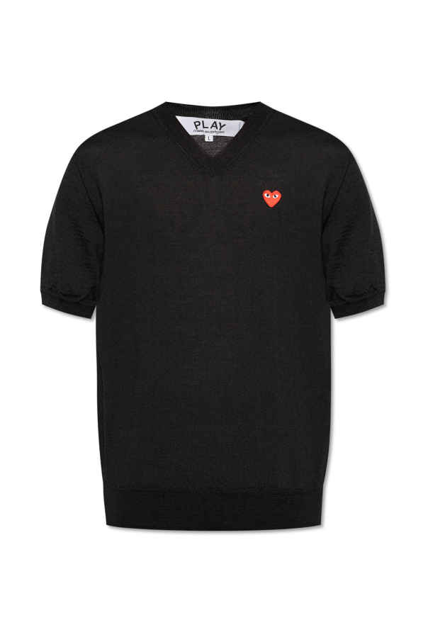 Comme des Garçons Play Wełniany t-shirt z dekoltem w serek