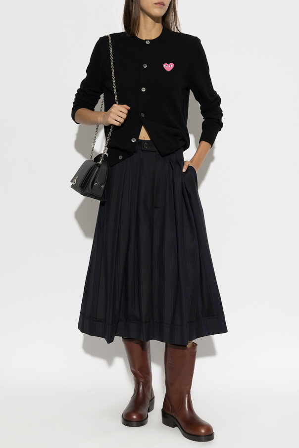 Comme des Garçons Play Wełniany kardigan z naszywką z logo