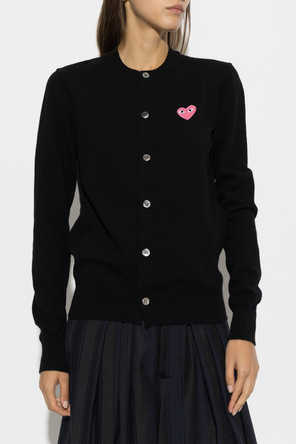 Comme des Garçons Play Wełniany kardigan z naszywką z logo