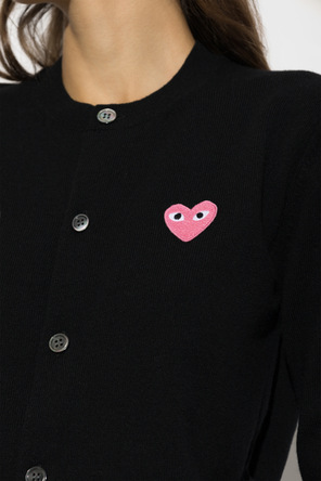 Comme des Garçons Play Wełniany kardigan z naszywką z logo