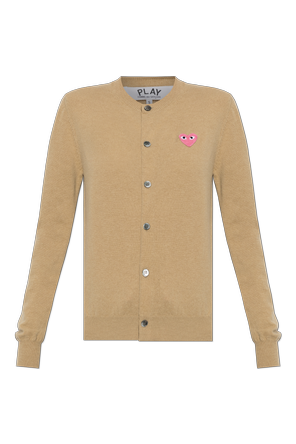 Wool cardigan with logo patch
