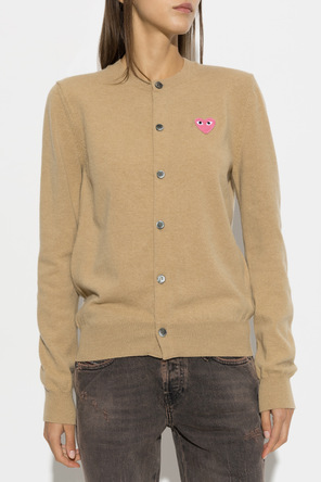 Comme des Garçons Play Wełniany kardigan z naszywką z logo