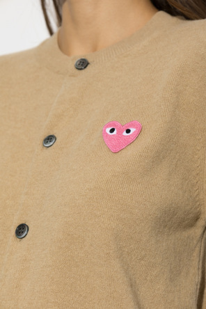 Comme des Garçons Play Wełniany kardigan z naszywką z logo