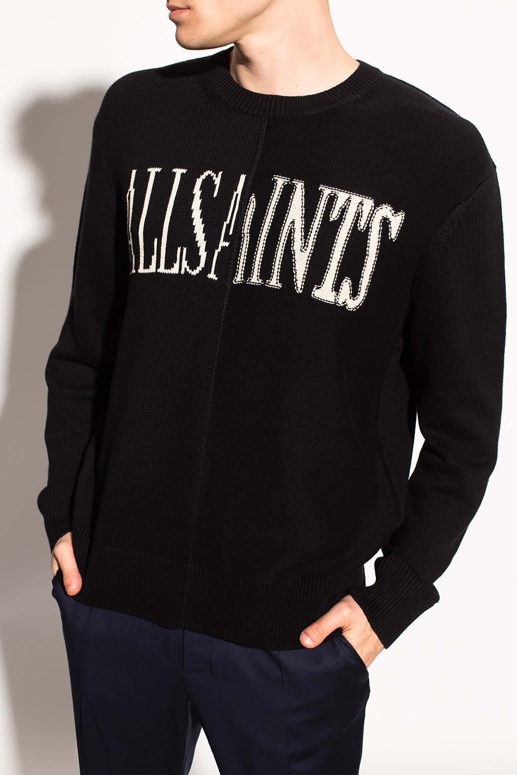 IetpShops KR - Black 'Axis' sweater logo AllSaints - s patent leather jacket Blau