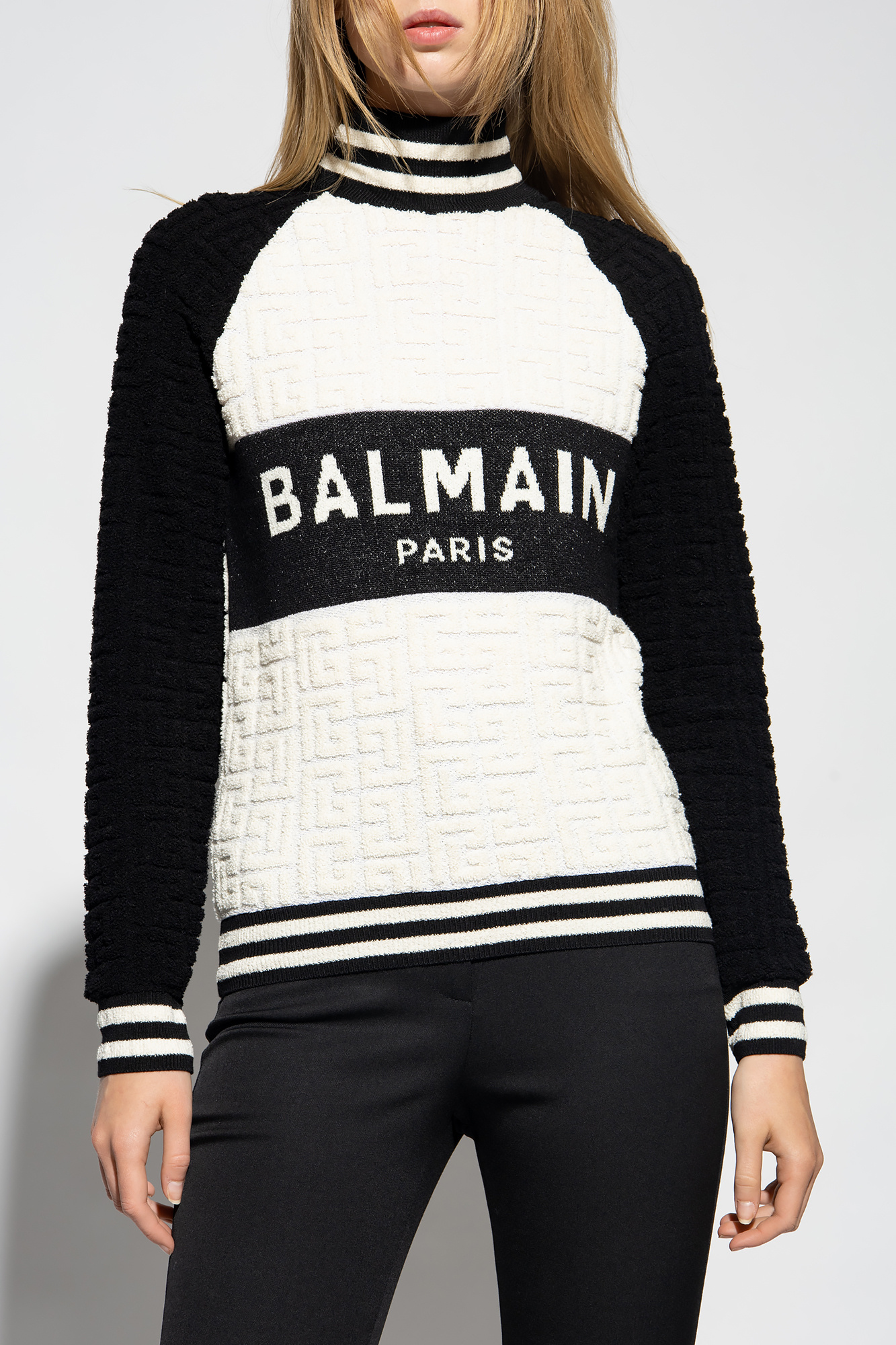 Balmain Gac Blanc Argent SS Metallic Awards balmain T-shirt bez przycisku