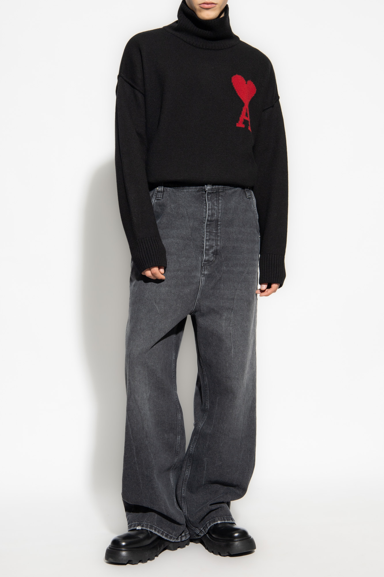Ami Alexandre Mattiussi Wool Turtleneck Sweater In Black