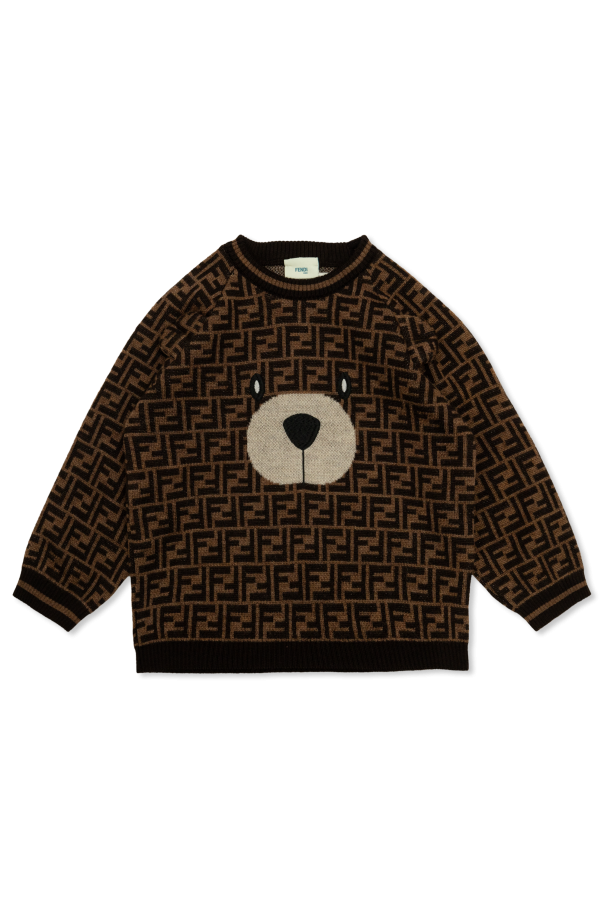 Fendi Kids Wełniany sweter z monogramem